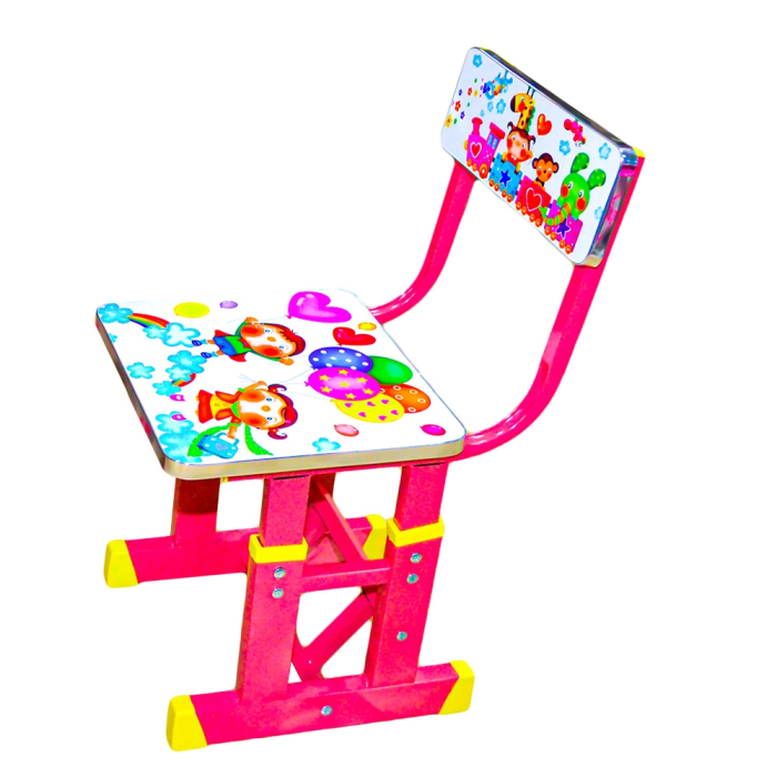 Birou + Scaunel, Reglabile/Desene/Roz/MDF+Metal [2]