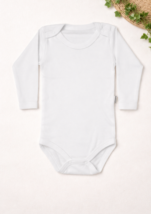 Body simplu cu mânecă lungă, Alb [2]