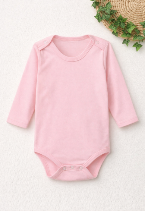 Body simplu cu mânecă lungă, Roz [2]