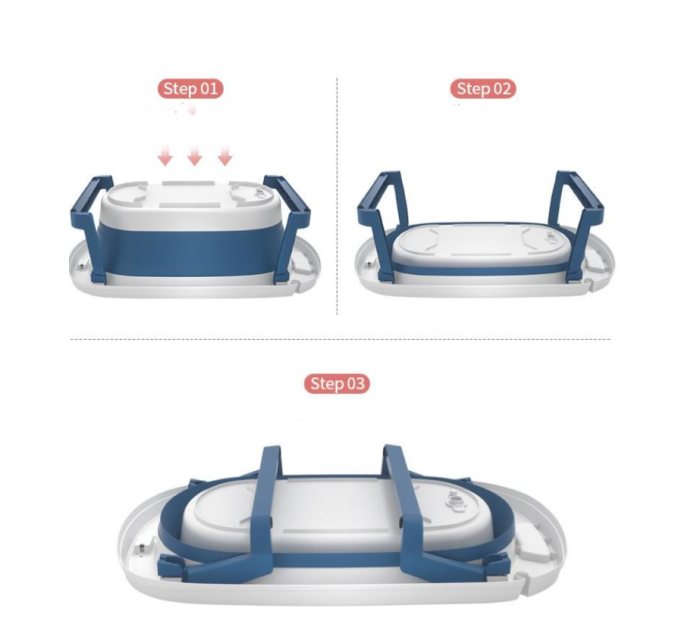 Cadita pliabila, cu termometru digital si pelicula interioara antiderapanta, suport pentru cap de dus, galben [3]