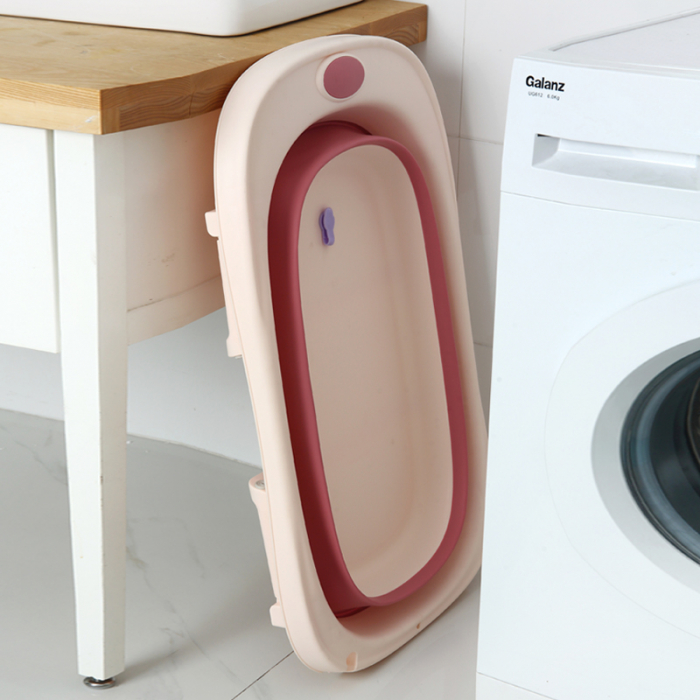 Cadita pliabila pentru bebelusi Beberoyal, cu termometru digital si dop de scurgere, Roz, 81cm [3]