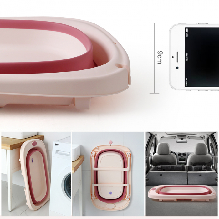 Cadita pliabila pentru bebelusi Beberoyal, cu termometru digital si dop de scurgere, Roz, 81cm [5]