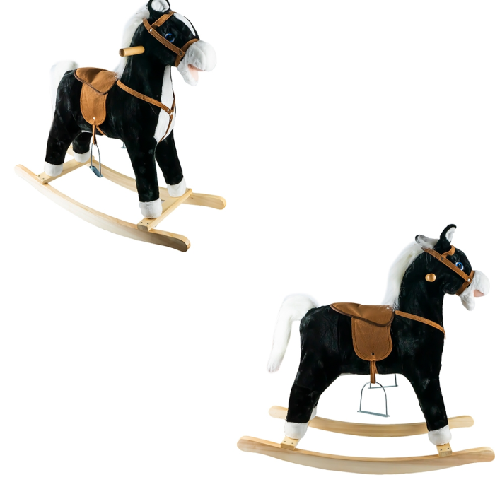 Calut balansoar, lemn + plus, negru, 78x28x68 cm [3]
