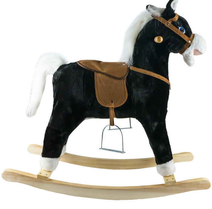 Calut balansoar, lemn + plus, negru, 78x28x68 cm [2]