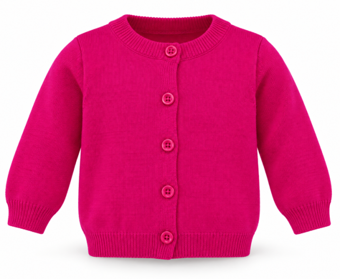 Cardigan tricotat pentru bebeluși – model elegant cu nasturi și imprimeu ajurat, Ciclam [2]