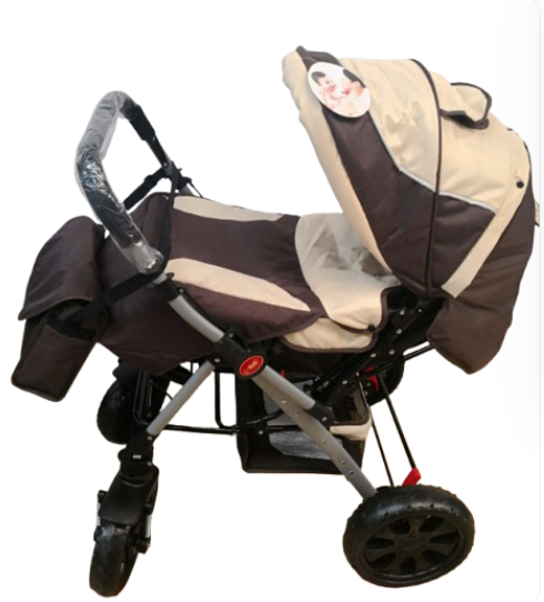 Carucior 0-36 luni, cu maner reversibil, geanta de accesorii si cos cumparaturi, Bej [1]