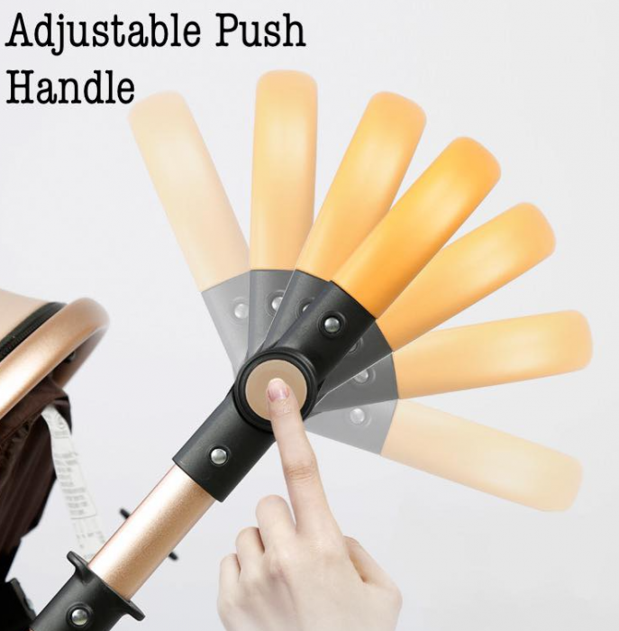 Carucior 2 in 1, Belecoo, cu maner protectie din piele, landou reversibil, geanta pentru accesorii, multifunctional, negru ebony [3]