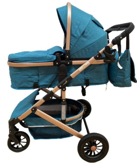 Carucior 2 in 1, Bubu Still, Dubla suspensie pe roata si cadru, Geanta inclusa, Roata cauciuc, Gonflabila, turcoise [7]