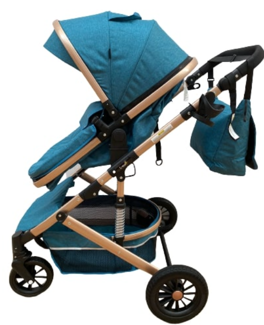 Carucior 2 in 1, Bubu Still, Dubla suspensie pe roata si cadru, Geanta inclusa, Roata cauciuc, Gonflabila, turcoise [5]