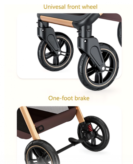 Carucior 2 in 1, Cu landou Reversibil, copertina extensibila, geanta pentru scutece, Belecoo [8]