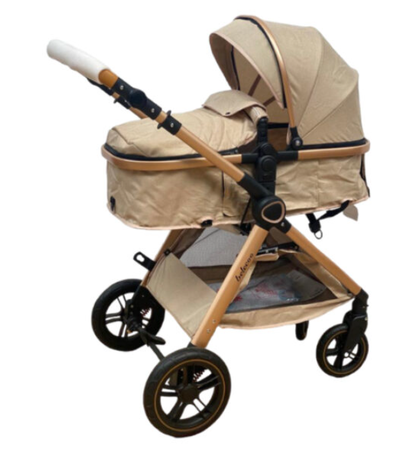 Carucior 2 in 1, Cu landou Reversibil, copertina extensibila, geanta pentru scutece, Belecoo [11]