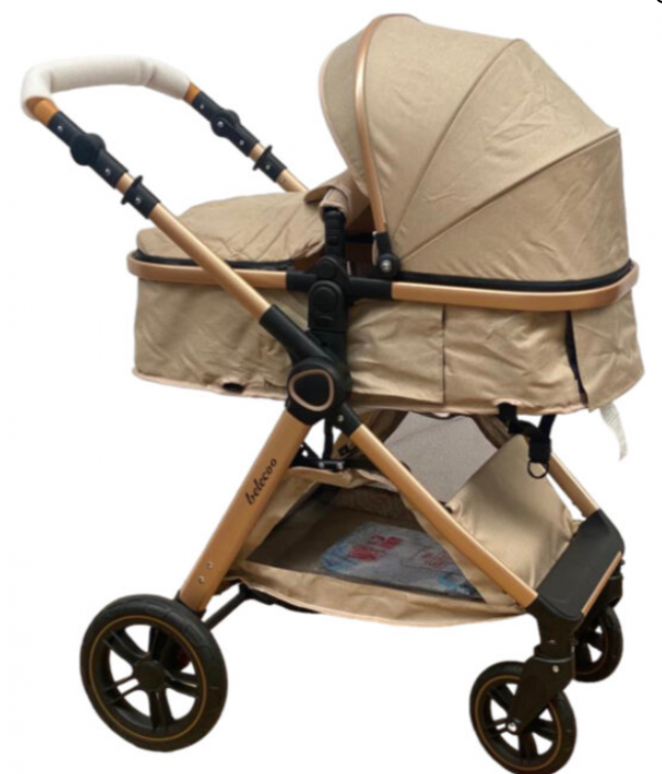 Carucior 2 in 1, Cu landou Reversibil, copertina extensibila, geanta pentru scutece, Belecoo [15]