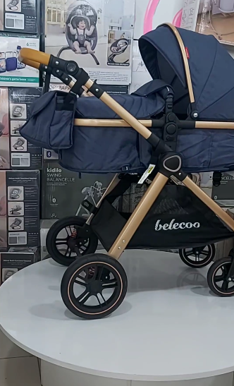 Carucior 2 in 1, Cu landou Reversibil, copertina extensibila, geanta pentru scutece, Belecoo [17]