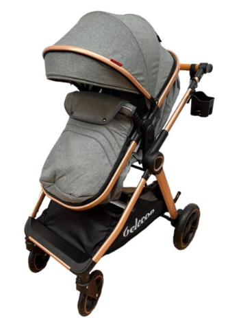 Carucior 2 in 1, Cu landou Reversibil, copertina extensibila, geanta pentru scutece, Belecoo [12]