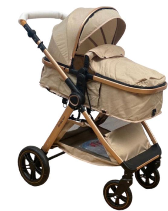 Carucior 2 in 1, Cu landou Reversibil, copertina extensibila, geanta pentru scutece, Belecoo [14]