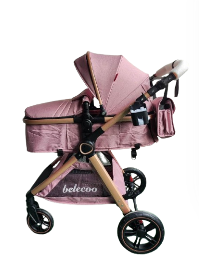 Carucior 2 in 1, Cu landou Reversibil, copertina extensibila, geanta pentru scutece, Belecoo [2]