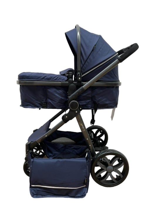 Carucior 2 in 1, Cu landou Reversibil, copertina extensibila, geanta pentru scutece, strangere compacta, plasa de insecte si saltea bambus, albastru [4]