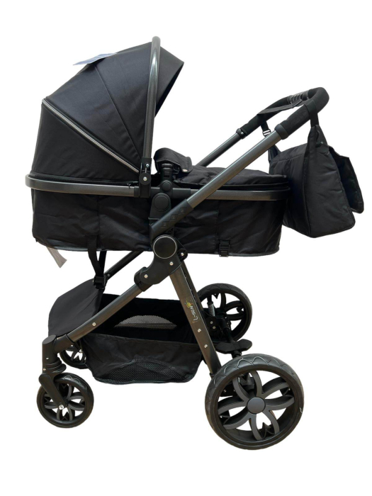 Carucior 2 in 1, Cu landou Reversibil, copertina extensibila, geanta pentru scutece, strangere compacta, plasa de insecte si saltea bambus, negru [2]