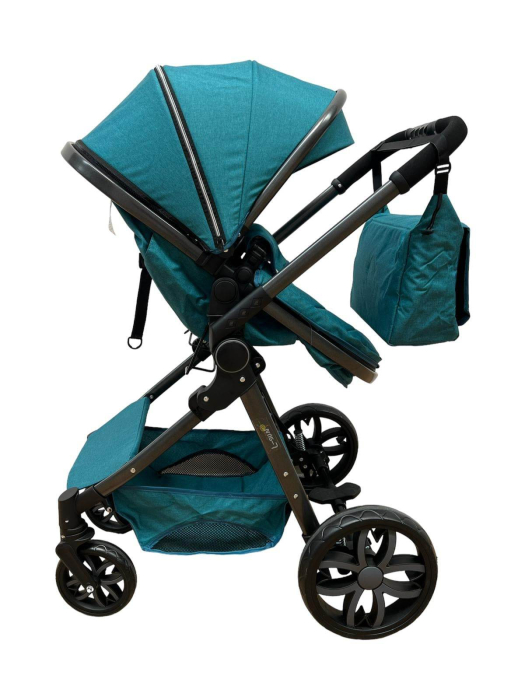 Carucior 2 in 1, Cu landou Reversibil, copertina extensibila, geanta pentru scutece, strangere compacta, plasa de insecte si saltea bambus [7]