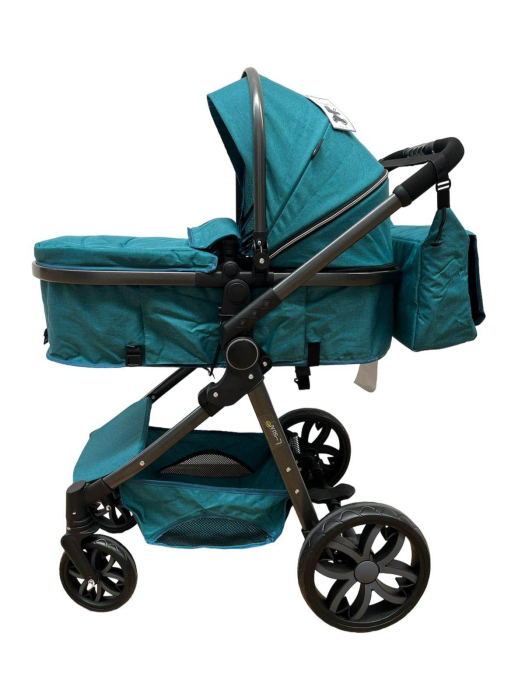 Carucior 2 in 1, Cu landou Reversibil, copertina extensibila, geanta pentru scutece, strangere compacta, plasa de insecte si saltea bambus [3]