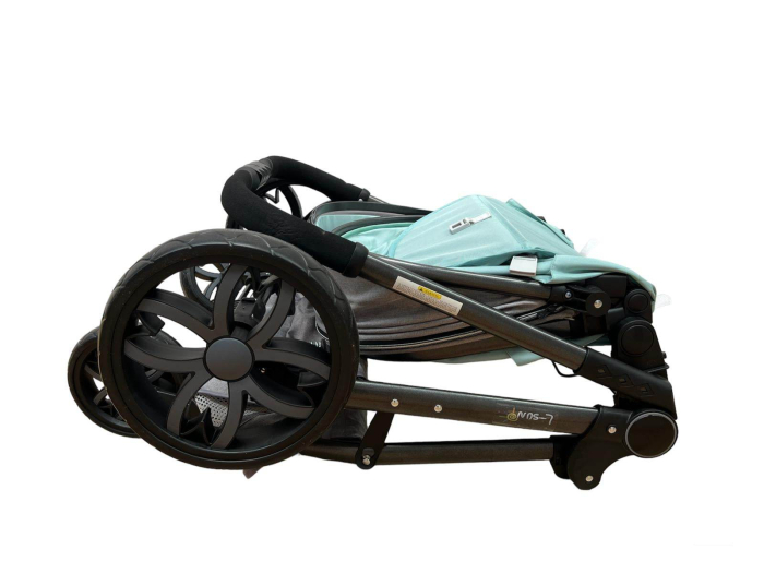 Carucior 2 in 1, Cu landou Reversibil, copertina extensibila, geanta pentru scutece, strangere compacta, plasa de insecte si saltea bambus, vernil [5]