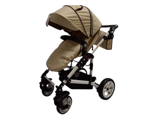 Carucior,2 in 1, Cu landou Reversibil,Material anti-UV,Roata antieroziune,Suport Accesorii, Dubla Suspensie pe roata si pe cadru,Geanta pentru scutece, Gri [4]