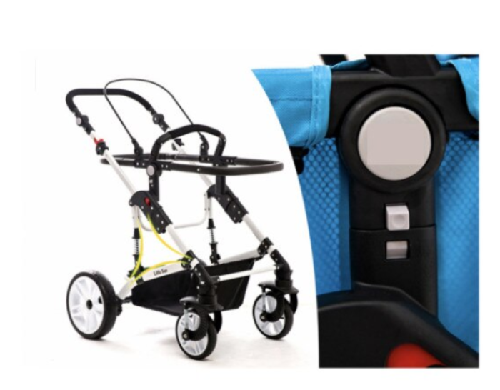 Carucior,2 in 1, Cu landou Reversibil,Material anti-UV,Roata antieroziune,Suport Accesorii, Dubla Suspensie pe roata si pe cadru,Geanta pentru scutece, Gri [6]