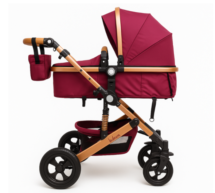 Carucior, 2 in 1, Cu landou Reversibil, Material anti-UV, Roata antieroziune, Suport Accesorii, Dubla Suspensie pe roata si pe cadru, Geanta pentru scutece, Lila [1]