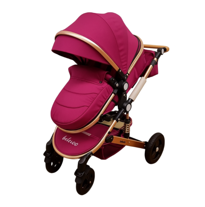 Carucior, 2 in 1, Cu landou Reversibil, Material anti-UV, Roata antieroziune, Suport Accesorii, Dubla Suspensie pe roata si pe cadru, Geanta pentru scutece, Lila [3]