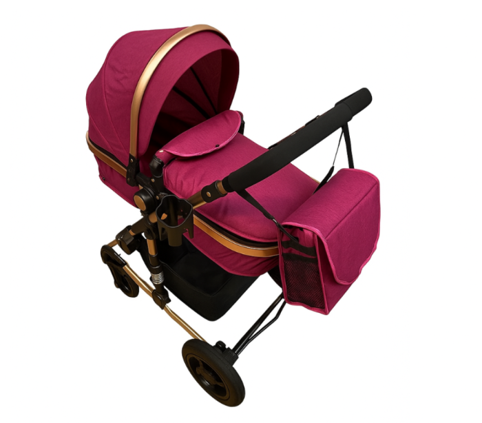 Carucior, 2 in 1, Cu landou Reversibil, Material anti-UV, Roata antieroziune, Suport Accesorii, Dubla Suspensie pe roata si pe cadru, Geanta pentru scutece, Lila [4]