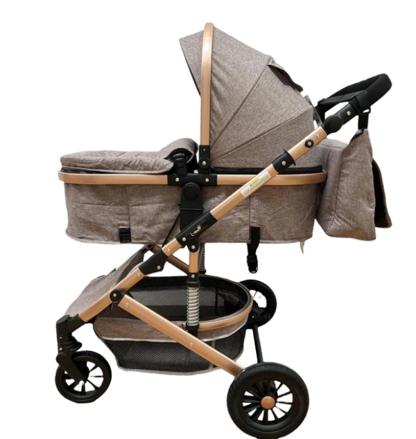 Carucior 2 in 1, cu suspensie dinamica, landou reversibil, geanta pentru accesorii, multifunctional, bej cafea [5]