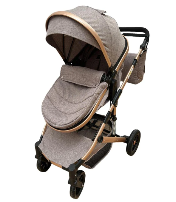 Carucior 2 in 1, cu suspensie dinamica, landou reversibil, geanta pentru accesorii, multifunctional, bej cafea [4]