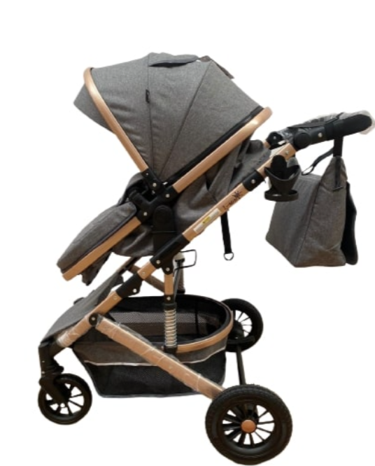 Carucior 2 in 1, cu suspensie dinamica, landou reversibil, geanta pentru accesorii, multifunctional, gri [2]