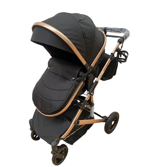 Carucior 2 in 1, cu suspensie dinamica, landou reversibil, geanta pentru accesorii, multifunctional, negru [2]