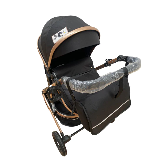 Carucior 2 in 1, cu suspensie dinamica, landou reversibil, geanta pentru accesorii, multifunctional, negru [3]