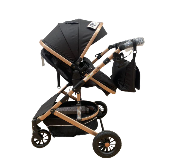 Carucior 2 in 1, cu suspensie dinamica, landou reversibil, geanta pentru accesorii, multifunctional, negru [4]