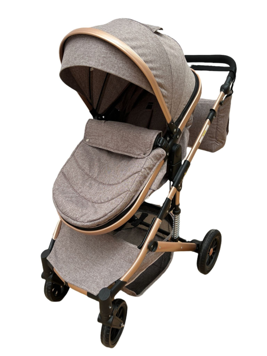Carucior 2 in 1, Cu suspensii duble,Geanta pentru accesorii, Viziera de vara inclusa,bej [4]
