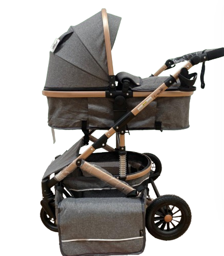 Carucior 2 in 1, Cu suspensii duble, Geanta pentru accesorii, Viziera de vara inclusa, Gri [6]
