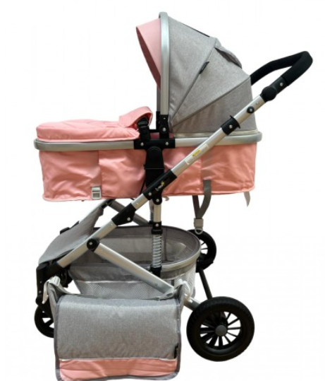 Carucior 2 in 1, Cu suspensii duble, Geanta pentru accesorii, Viziera de vara inclusa, Roz [7]