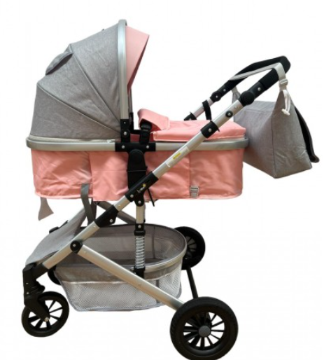 Carucior 2 in 1, Cu suspensii duble, Geanta pentru accesorii, Viziera de vara inclusa, Roz [5]