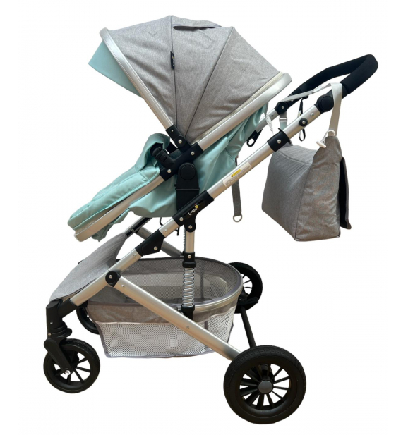 Carucior 2 in 1, Cu suspensii duble, Geanta pentru accesorii, Viziera de vara inclusa, vernil [6]