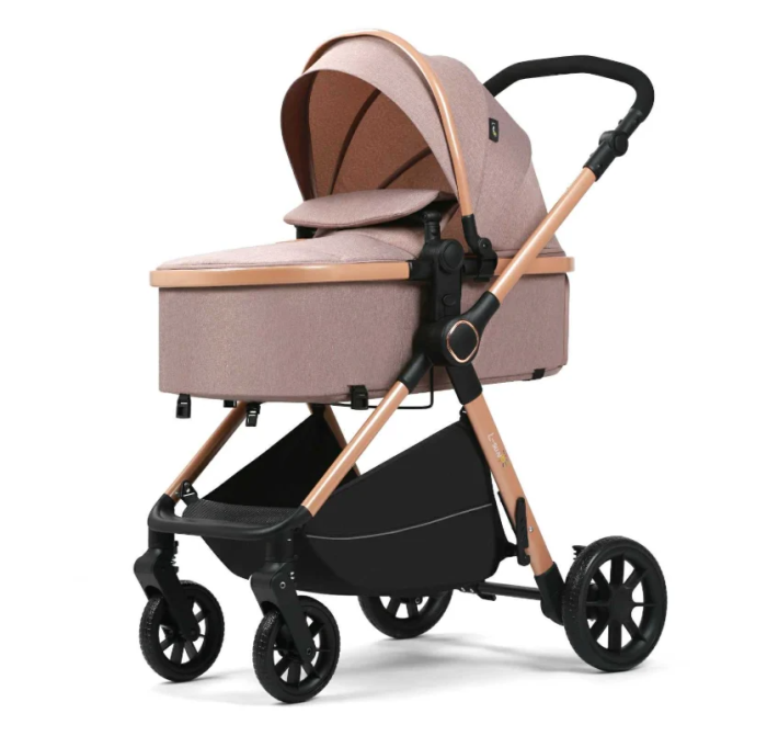 Carucior, 2 in 1, cu suspensii duble si landou reversibil, Element sustinere dublu, Maner reversibil, L-Sun, Bej [4]