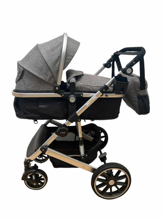 Carucior 2 in 1, dubla suspensie, matlasat, Bubu-Still Sun, 0-36 luni, Gri [4]