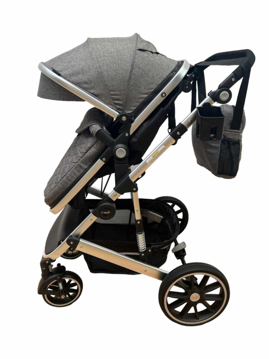 Carucior 2 in 1, dubla suspensie, matlasat, Bubu-Still Sun, 0-36 luni, Gri [2]