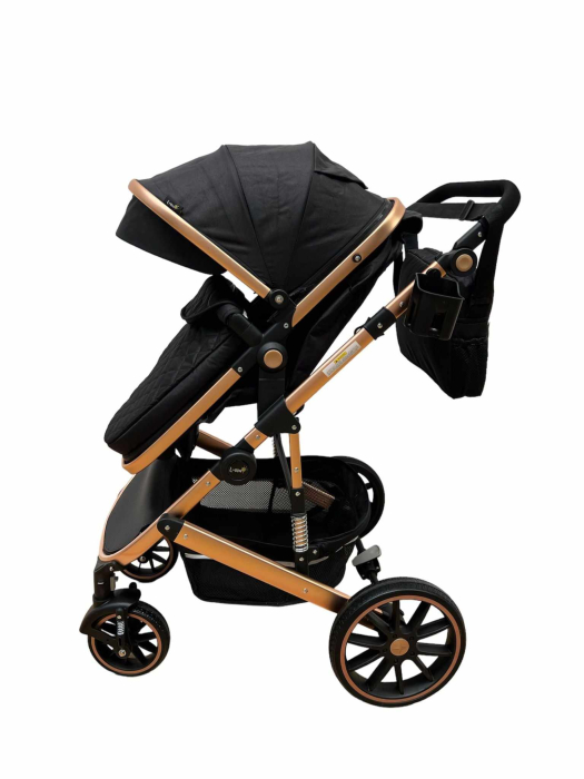Carucior 2 in 1, dubla suspensie, matlasat, Bubu-Still Sun, 0-36 luni, negru [2]