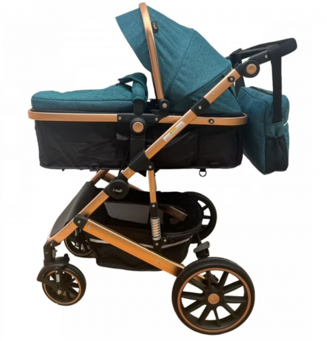 Carucior 2 in 1, dubla suspensie, matlasat, Bubu-Still Sun, 0-36 luni, turcoise [3]