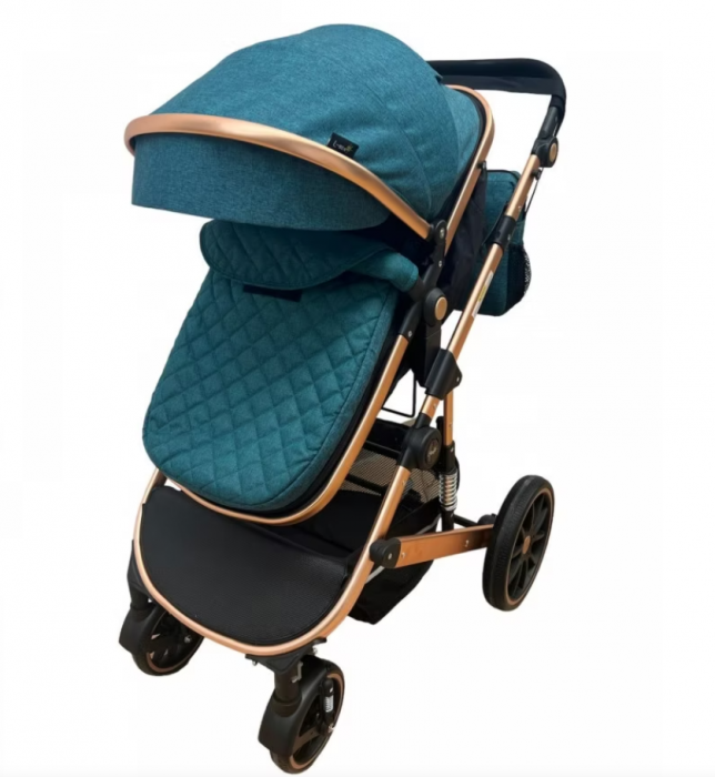 Carucior 2 in 1, dubla suspensie, matlasat, Bubu-Still Sun, 0-36 luni, turcoise [6]