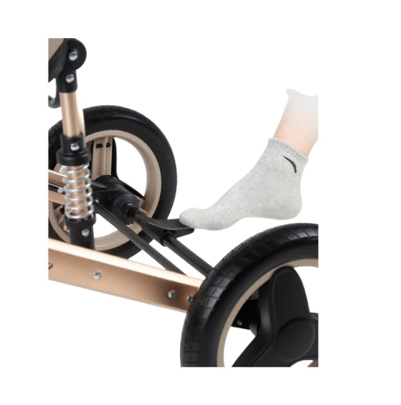 Carucior 2 in 1, Dubla suspensie pe roata si cadru , Geanta inclusa, Plasa de tantari inclusa, Belecoo, Roata cauciuc, negru [2]