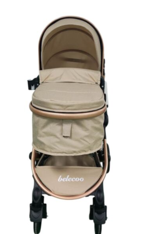Carucior 2 in 1, Dubla suspensie pe roata si cadru, Geanta inclusa, Viziera de vara, inclusa, Roata cauciuc, Gonflabila, Bej Platina [7]