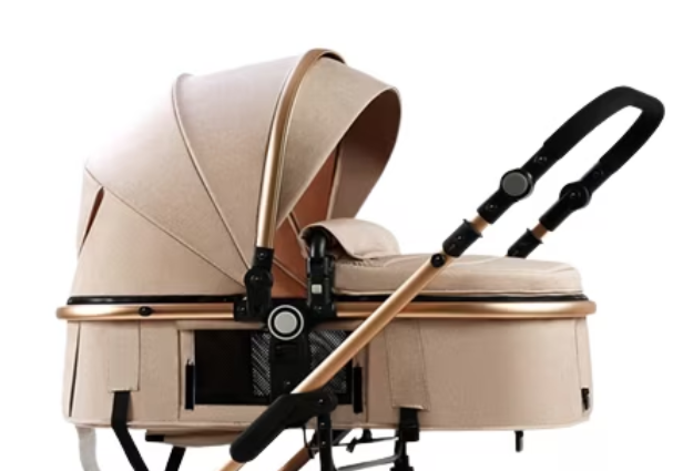 Carucior 2 in 1, Dubla suspensie pe roata si cadru, Geanta inclusa, Viziera de vara, inclusa, Roata cauciuc, Gonflabila, Bej Platina [2]